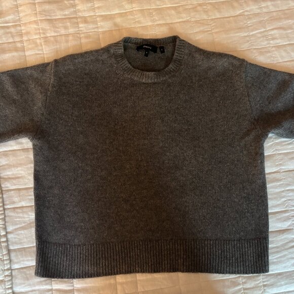 Theory Cropped Tee in Gray Cashmere - Picture 2 of 5